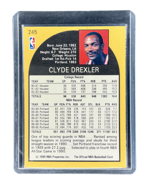 1990 NBA Hoops Clyde Drexler Portland #245 Back