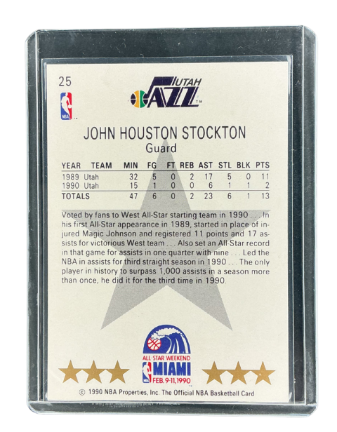 1990 NBA Hoops John Stockton All-Star West Miami #25 Back