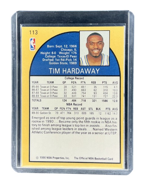 1990 NBA Hoops Sealed Pack Tim Hardaway RC Golden State Warriors #113
Back