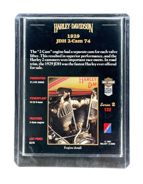1992 Collect-A-Card Harley Davidson Series 2 1929 JDH 2-Cam 74 #122 Back