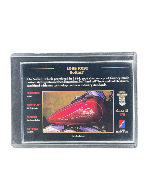1992 Collect-A-Card Harley Davidson Series 2 1988 FXST Softail #175 Back