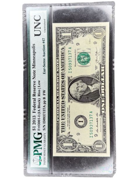 2013 United States Mint Federal Reserve Note Minneapolis FR#3001-I PMG UNC Front