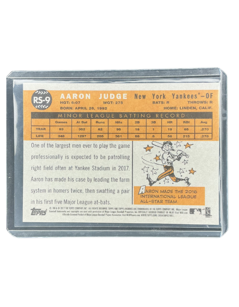 2017 Topps Heritage Aaron Judge #RS-9 Rookie Back
