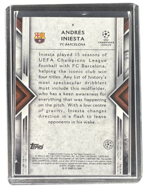 2022 Topps Museum Collection UCL Andres Iniesta #8 /125 Backside