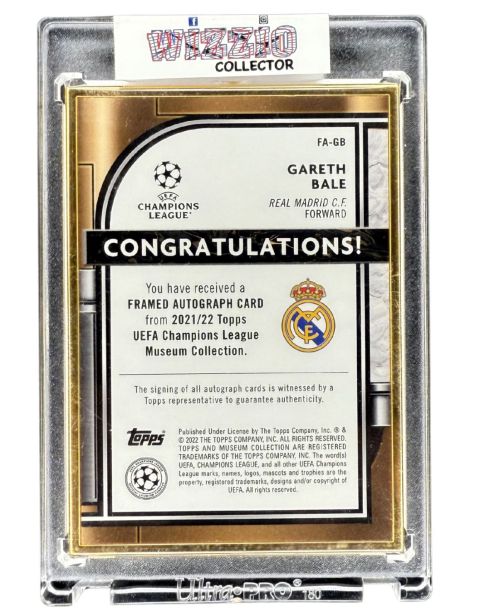 2022 Topps Museum Gareth Bale Auto #FA-GB Backside