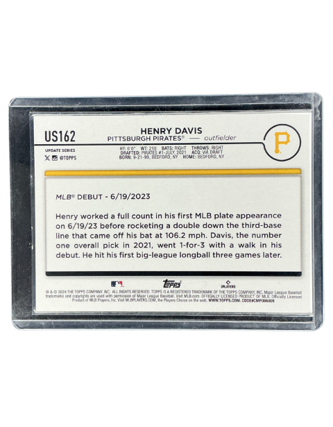2024 Topps Chrome Update Henry Davis Rookie Pirates #US162
Backside