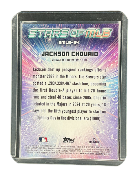 2024 Topps Stars Of MLB Jachson Chourio Milwaukee Brewers #SMLB-84 Backside