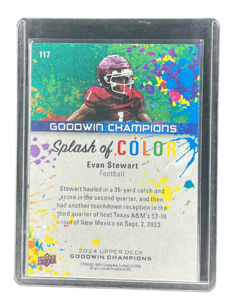 2024 Upper Deck Goodwin Champions Evan Stewart Splash Of Color Football #117 Back