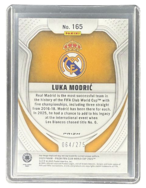 2025 Panini Prizm Luka Modric #165 /275 Backside