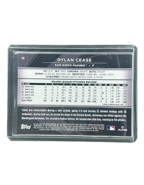 2025 Topps Chrome Black Dylan Chase San Diego Padres /25 #73
Back