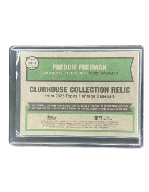 2025 Topps Heritage Clubhouse Collection Freddie Freemen Los Angeles Dodgers #CCR-FF
Back
