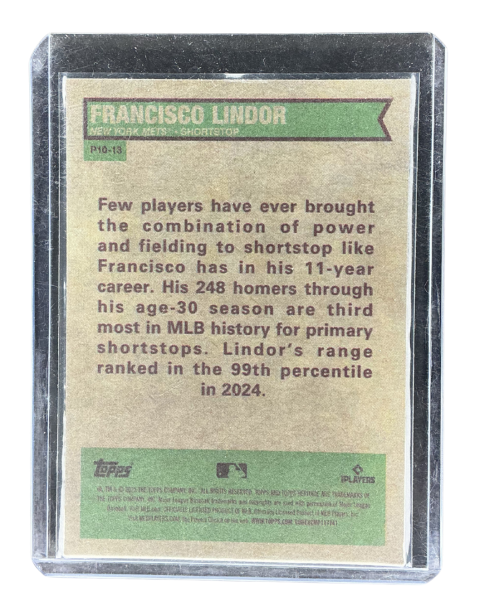 2025 Topps Heritage Francisco Lindor Mets Perfect 10 #P10-13 Back
