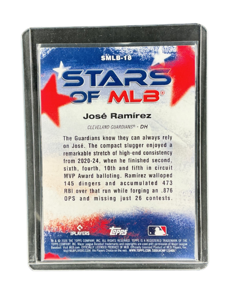 2026 Topps 75 Years Baseball Series 1 Jose Ramirez Stars Of MLB #SMLB-18 Back