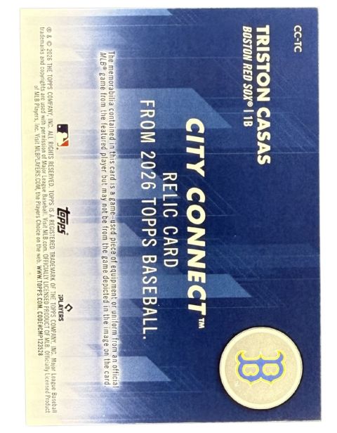 2026 Topps Baseball Triston Casas #CC-TC Relic Backside
