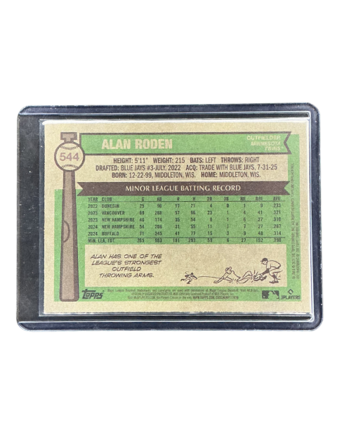 2025 Topps Heritage Alan Roden Twins RC #544 Backside