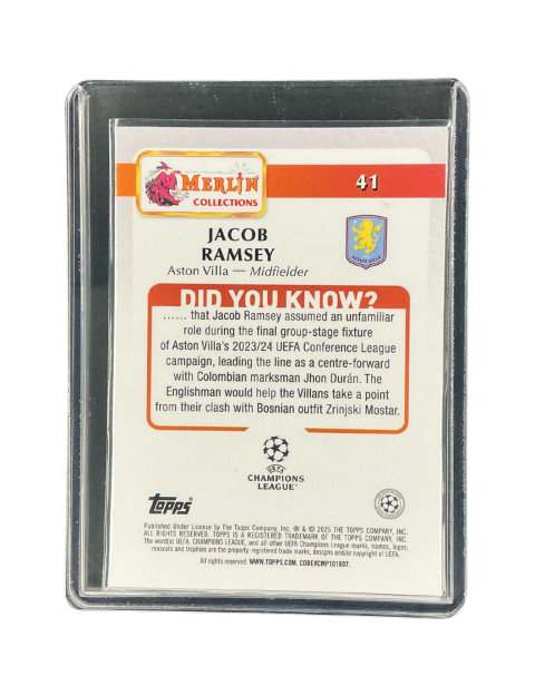 2025 Topps Merlin UEFA Jacob Ramsey #41
Backside