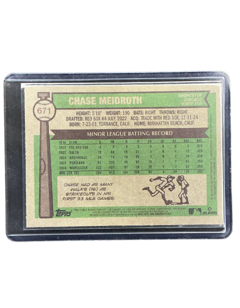 2025 Topps Heritage Chase Meidroth White Sox RC #671
Backside