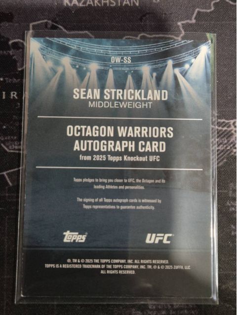 2025 Topps UFC Knockout Octagon Warriors Sean Strickland #OW-SS /299 Auto Backside