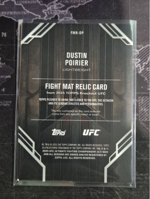 2025 Topps UFC Knockout Dustin Poirier Fight Mat #FMR-DP Relic Backside