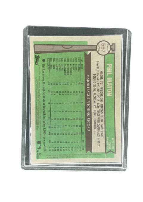 2025 Topps Heritage Phil Maton Light Blue Sparkle Refractor #567 Back