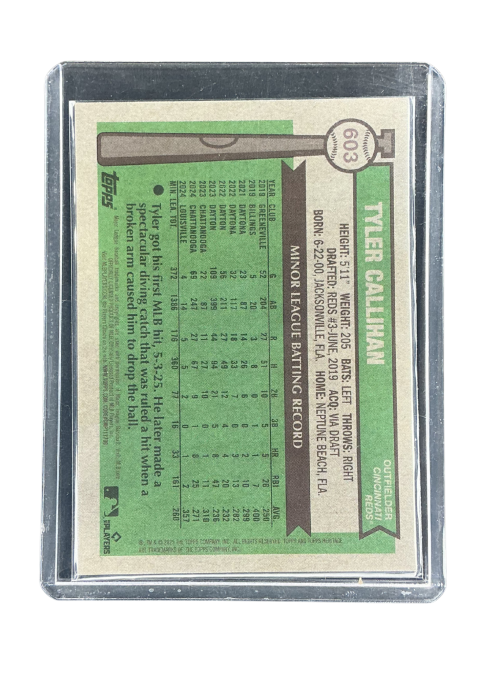 2025 Topps Heritage Tyler Callihan Chrome Refractor #603 Back