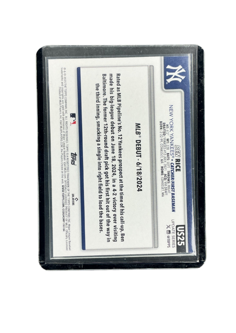 2025 Topps Update Ben Rice Rookie Pink Diamante Foil #US25
Back