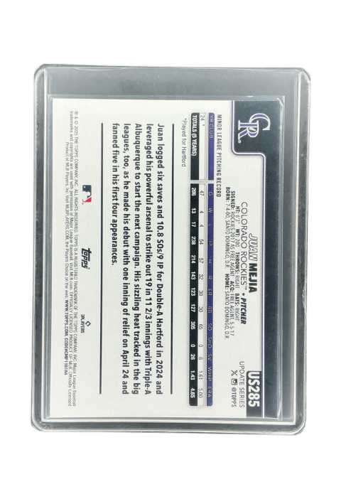 2025 Topps Update Series Juan Mejia RC Colorado Rockies #US285
Back