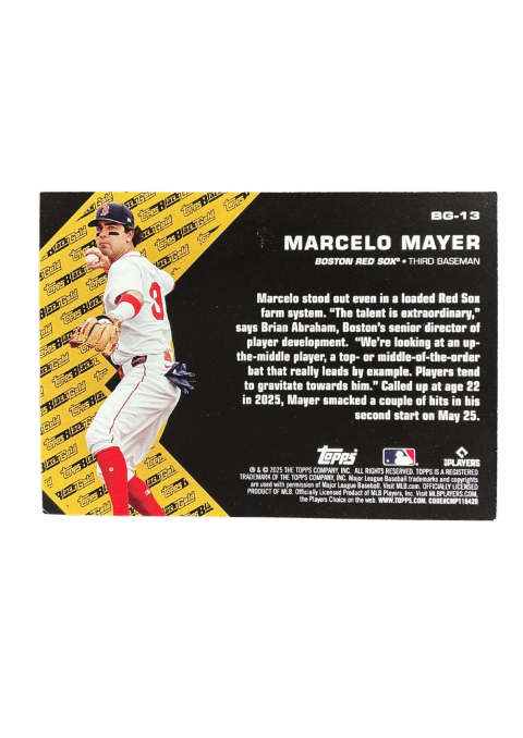 2025 Topps Update Series Marcelo Mayer RC Topps Black Gold #BG-13 Back