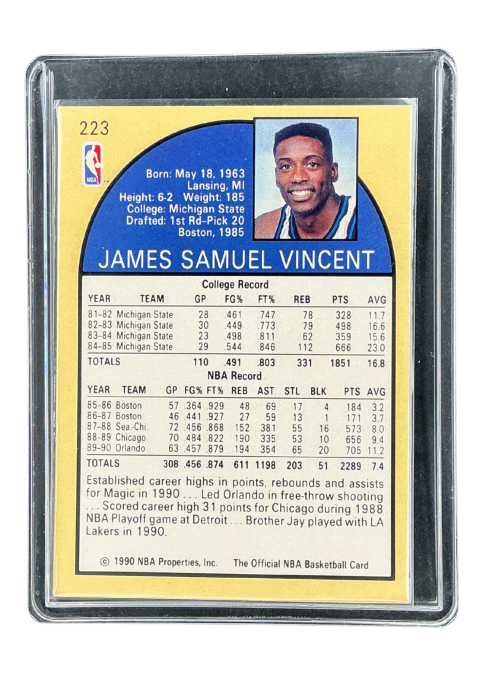1990 NBA Hoops Sam Vincent #223 Back