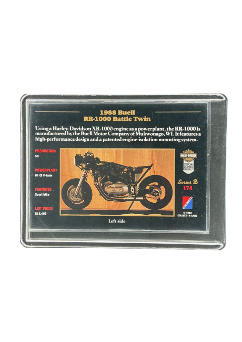 1992 Collect-A-Card 1920 1988 Buell RR-1000 Battle Twin Harley Davidson Series 2 #174 Back