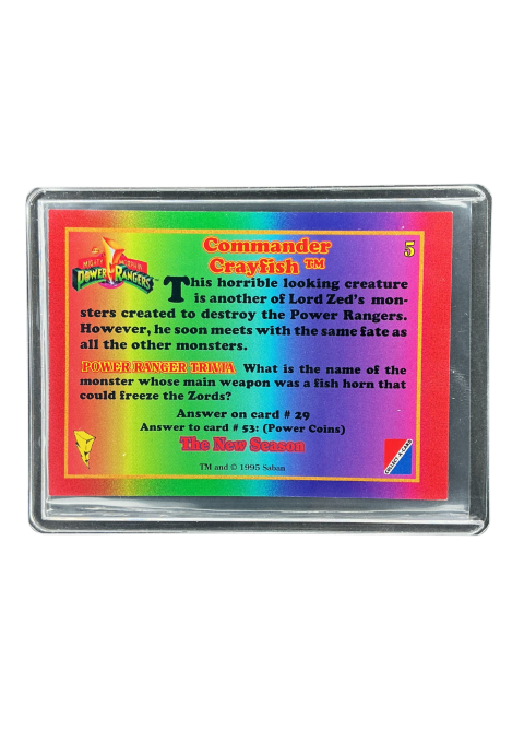 1995 Collect-A-Card Mighty Morphin Power Rangers Commander Crayfish The New Season #5 Back