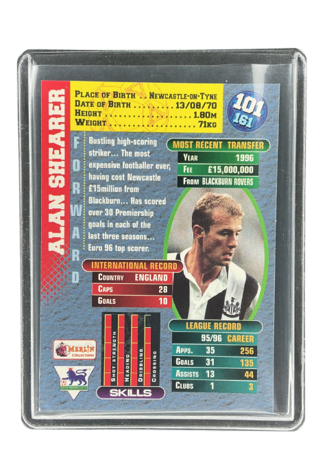 1996 Merlin's Premier Gold Alan Shearer #101 Back