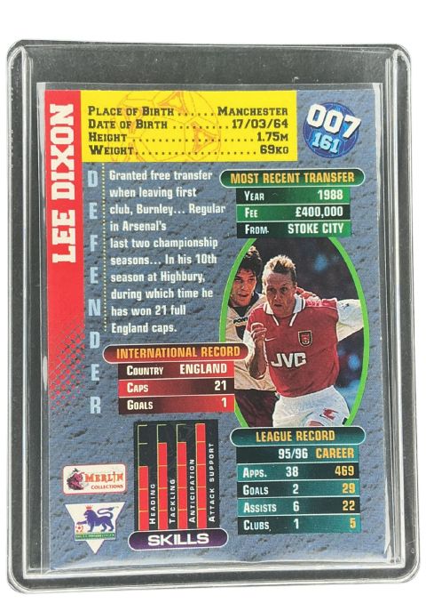 1996 Merlin's Premiergold Lee Dixon #007 Back