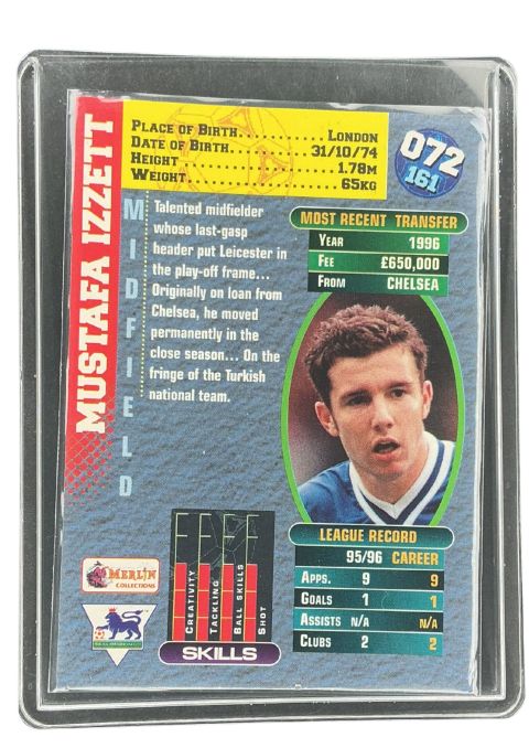 1996 Merlin's Premiergold Mustafa Izzett #072 Back