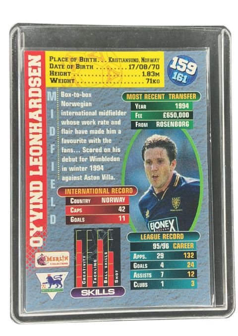 1996 Merlin's Premiergold Oyvind Leonhardsen #159 Back