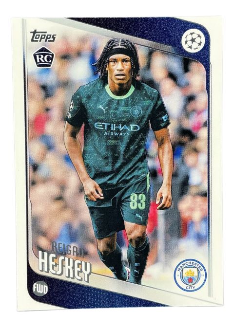 2026 Topps UEFA Club Competitions Reigan Heskey Manchester City #142 Front