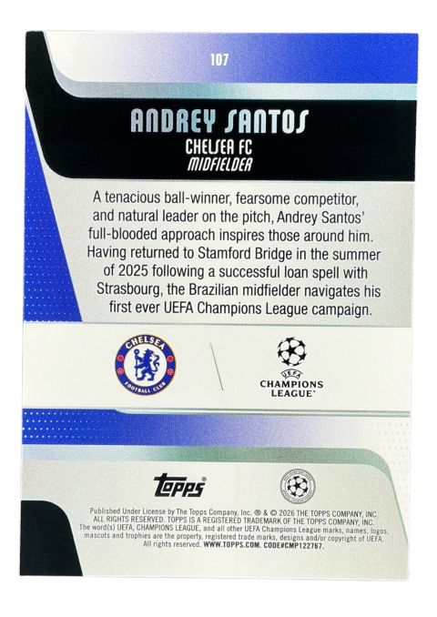 2026 Topps UEFA Club Competitions Andrey Santos Chelsea #107
Back