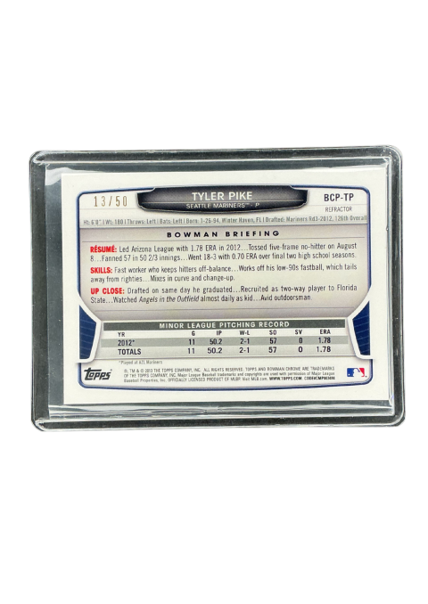 2013 Topps Chrome Bowman Tyler Pink P Auto /50 #BCP-TP
Back