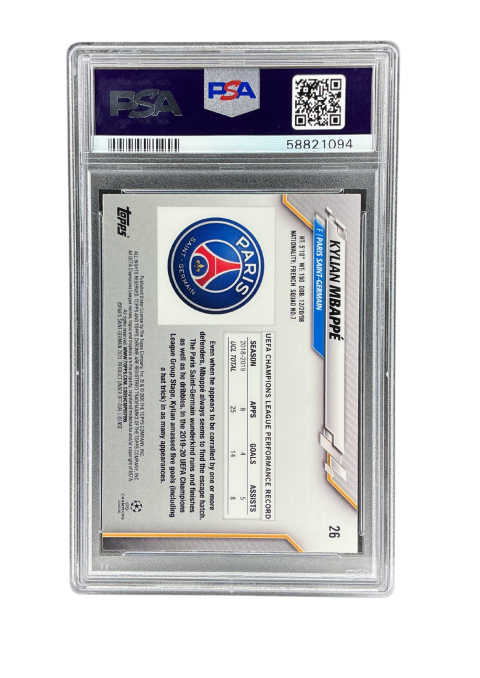 2019-20 Topps Kylian Mbappe #26 PSA 9 Back