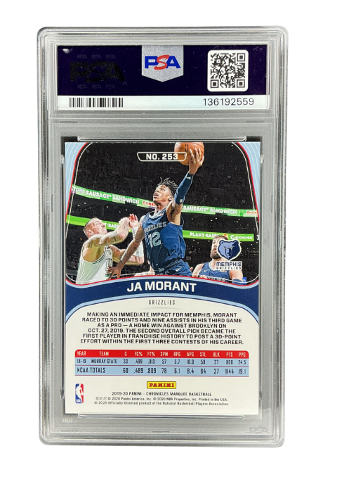 2019 Panini Ja Morant #253 PSA 9 Back