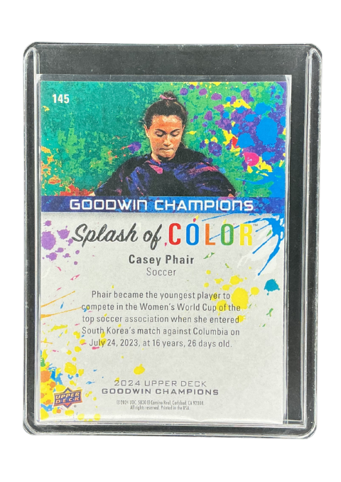 2024 Upper Deck Goodwin Champions Casey Phair Soccer Splash Of Color #145 Back