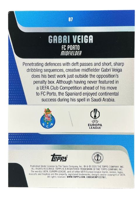 2025-26 Topps UEFA Club Competitions Gabri Veiga #87 Back