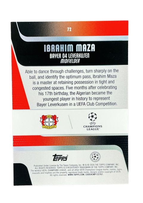 2025-26 Topps UEFA Club Competitions Ibrahim Maza #72 Back
