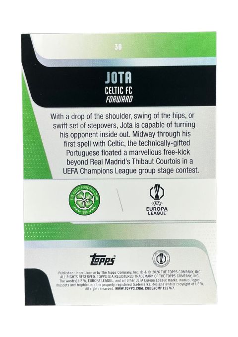 2025-26 Topps UEFA Club Competitions Jota #30 Back