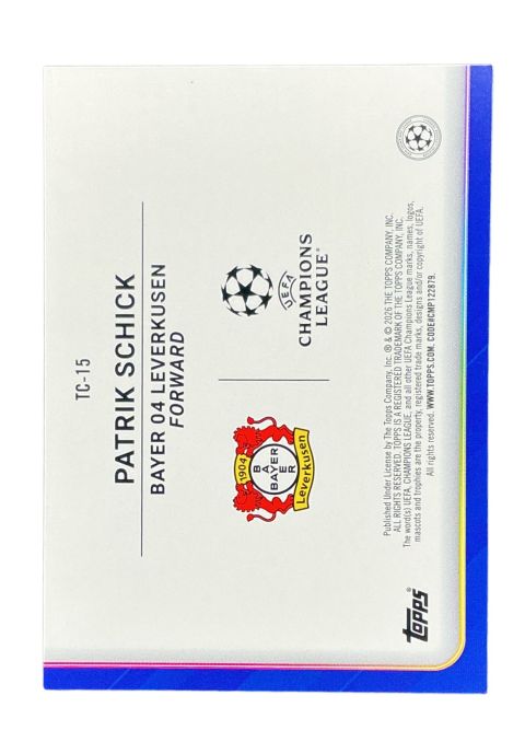2025-26 Topps UEFA Club Competitions Patrik Schick Trophy Chaser #TC-15 Back