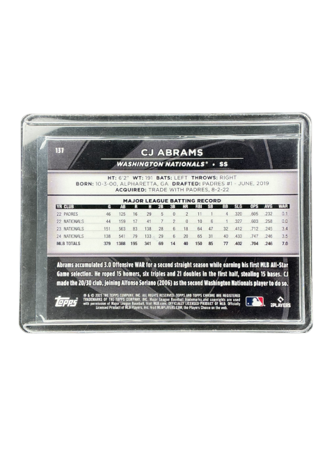 2025 Topps Chrome Black Cj Abrams /99 #137
Back