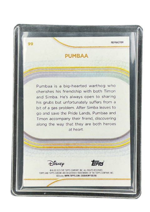 2025 Topps Chrome Disney Pumbaa #99 Back