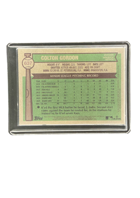 2025 Topps Heritage Colton Gordon RC Astros #637 Back