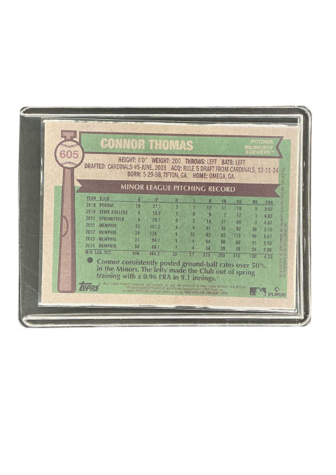 2025 Topps Heritage Connor Thomas RC Brewers #605
Back