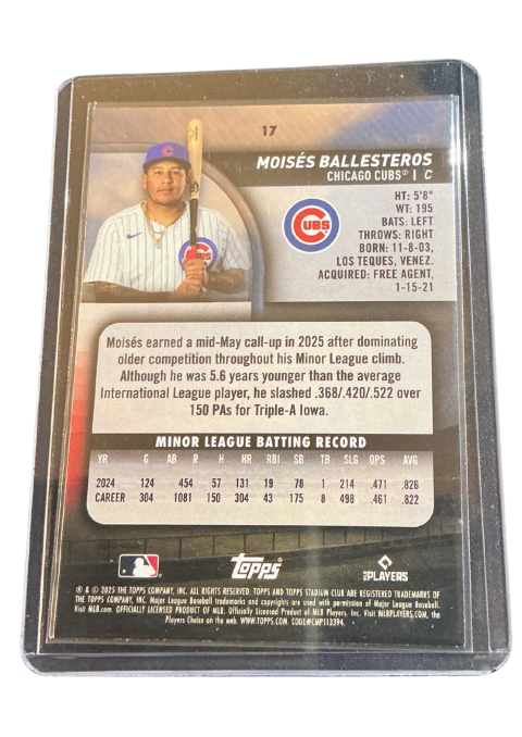 2025 Topps Stadium Club Base Ball Moises Ballesteros #17
 Back